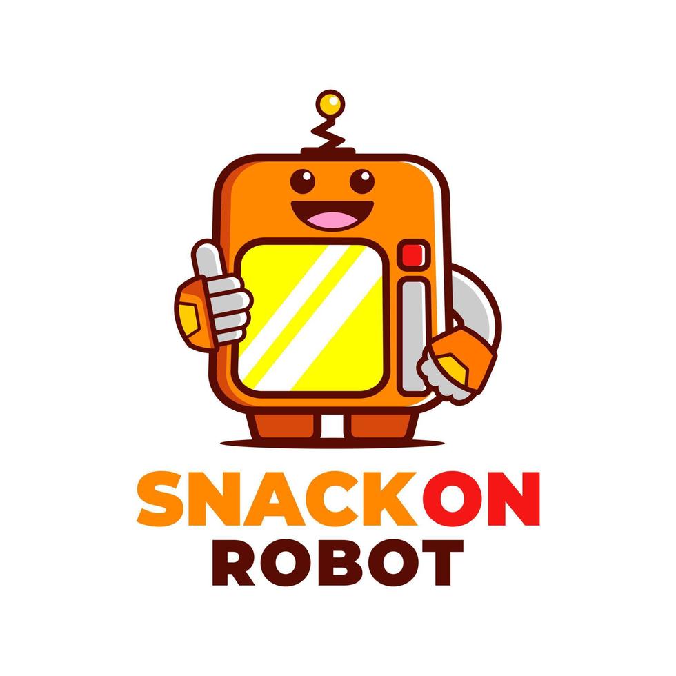 divertido, robot, máquina, mascota, logotipo, diseño vector