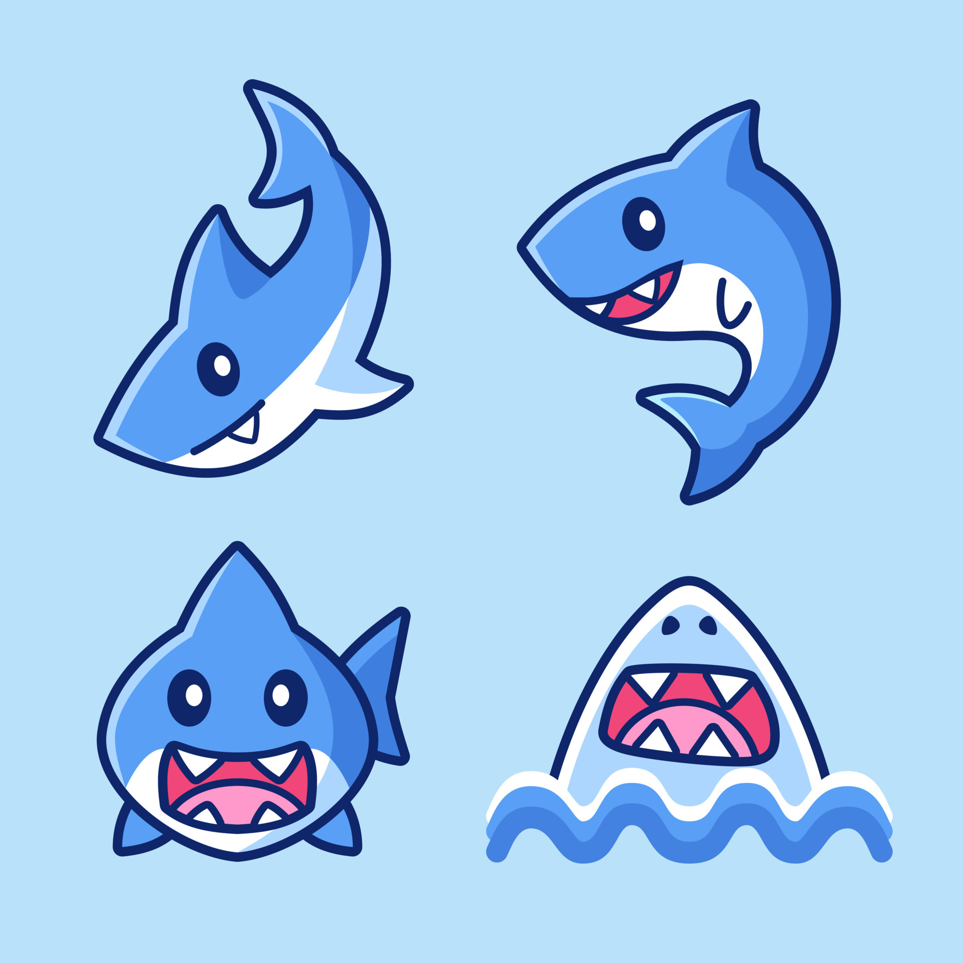 collection of cute shark cartoon character 5013615 Vector Art at ...