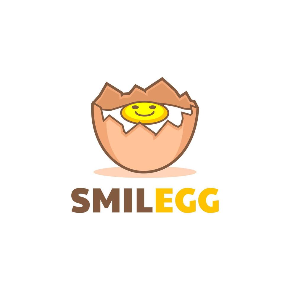 diseño de logotipo de emoticon de sonrisa de huevo roto y agrietado único vector