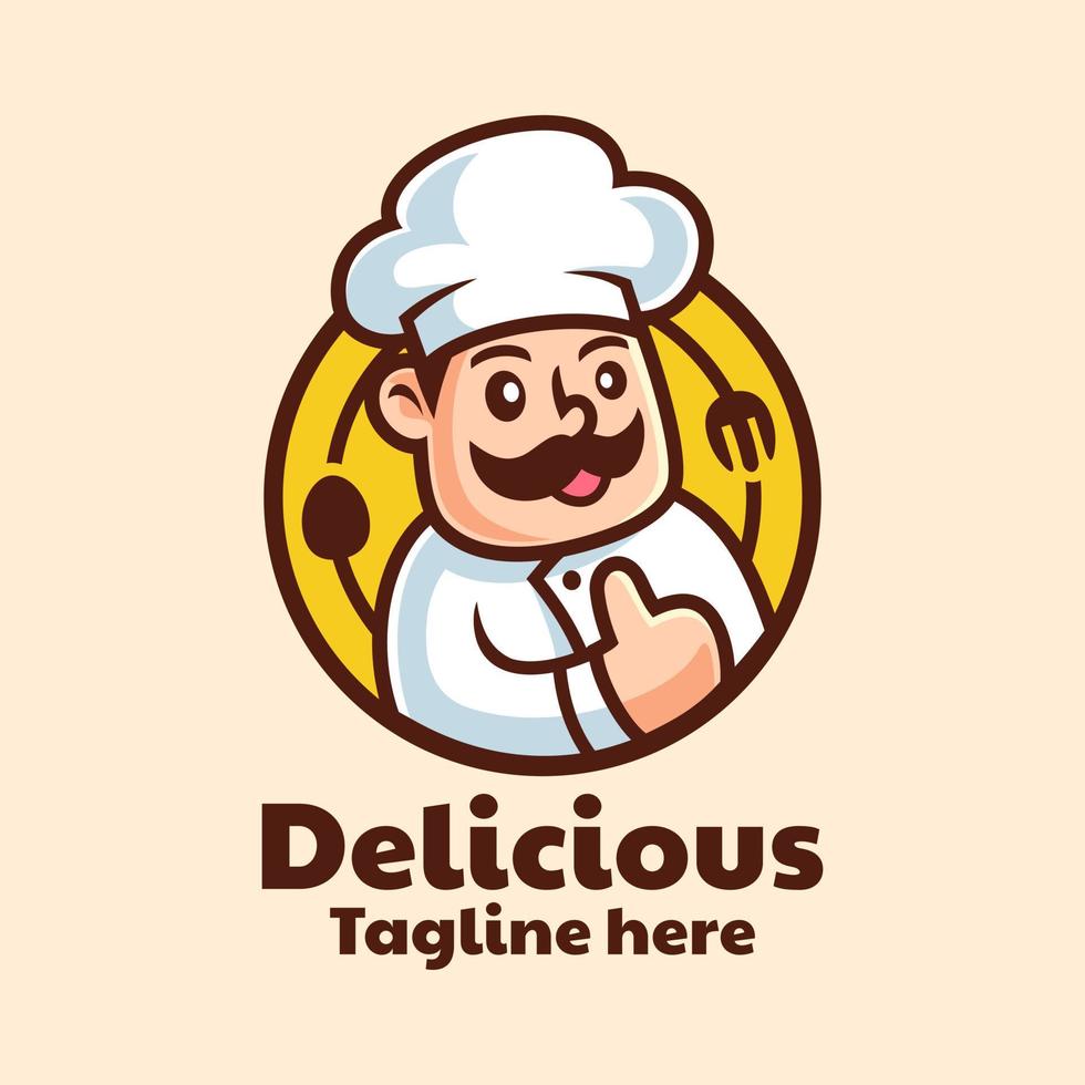 cartoon character chef logo design vector