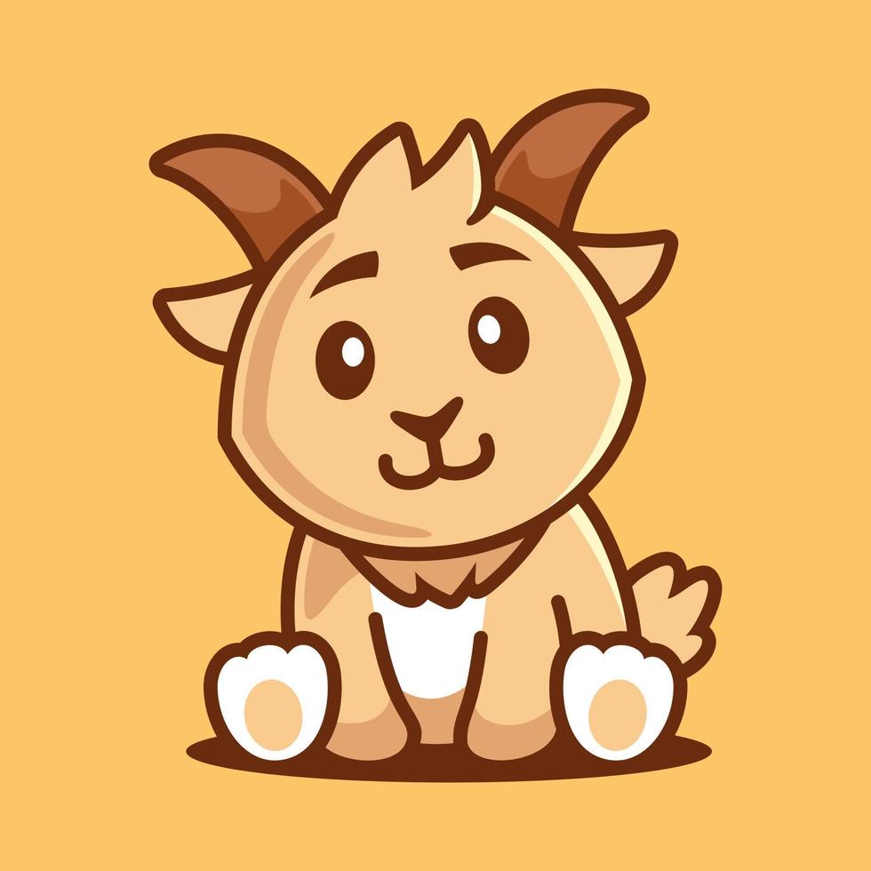 Goat Sit Cartoon Character illustration vector