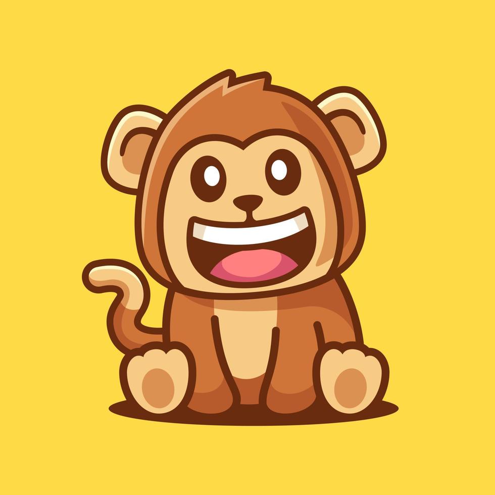 Cute Smiling Monkey Cartoon sit vector