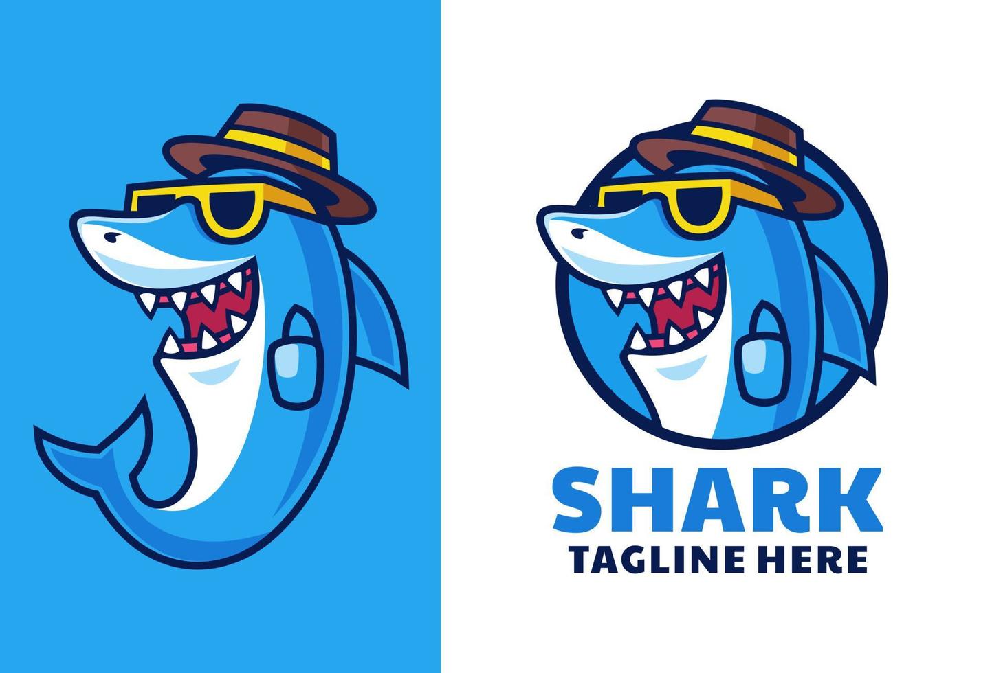 Cartoon Shark mascot logo design vector