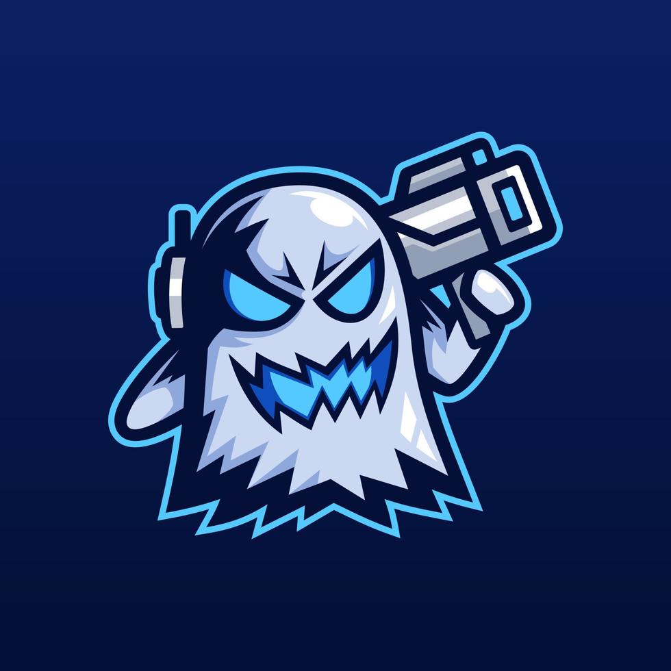 diseño de logotipo de mascota fantasma bazooka vector