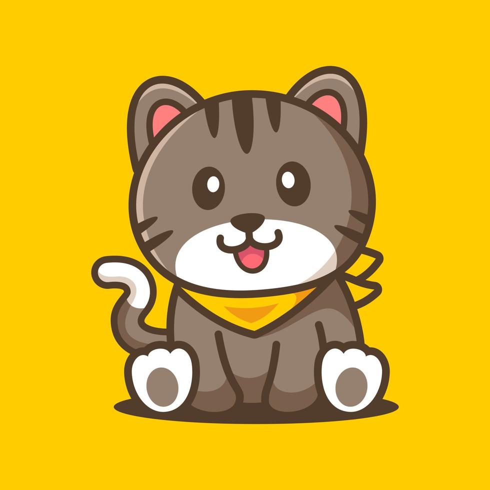 Adorable Cat Sit Cartoon Character vector