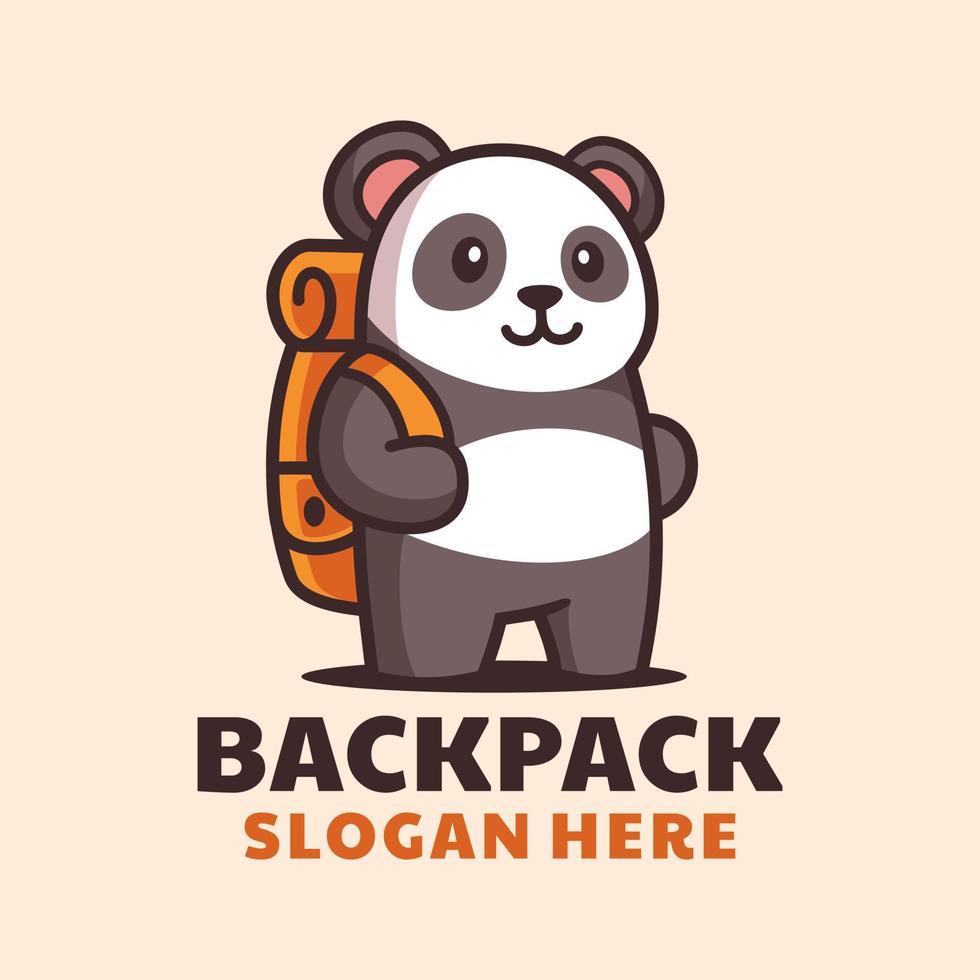 Cartoon Standing Panda with Backpack vector