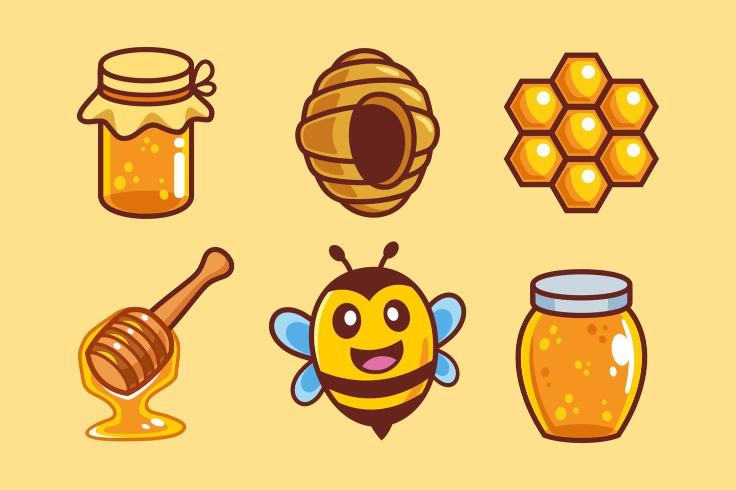 colección de dibujos animados de abejas de miel dulce vector