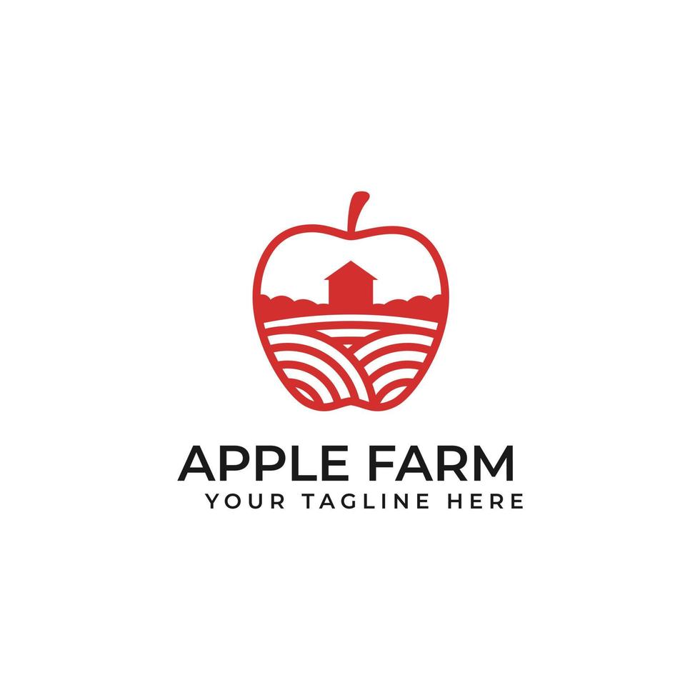 Apple Fruit Farm Logo Concept Design With Line Art vector