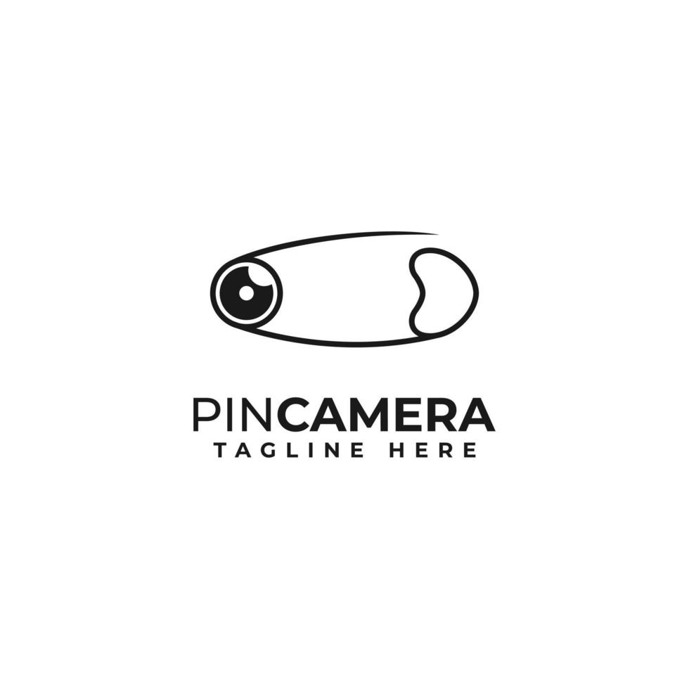 cámara, lente, alfiler, fotografía creativa diseño de logotipo vectorial vector