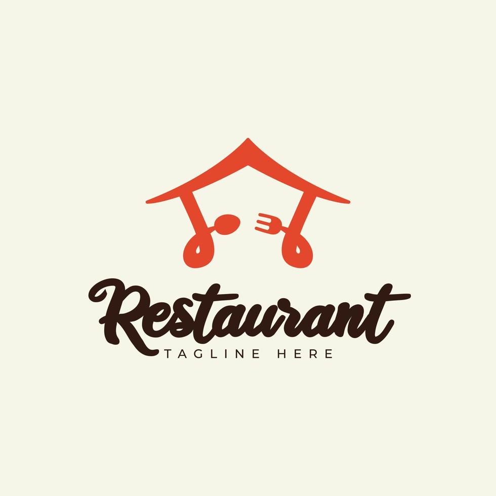 casa, cuchara, tenedor, diseño de logotipo vectorial para puestos de comida, restaurantes, comida callejera, etc. vector