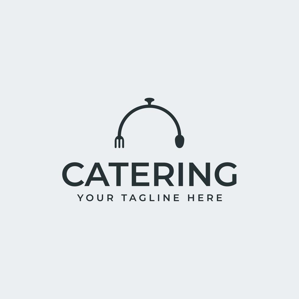 Diseño vectorial de logotipo de catering, con icono de tapa de cena, cuchara, tenedor, perfecto para cualquier logotipo de empresa de alimentos vector