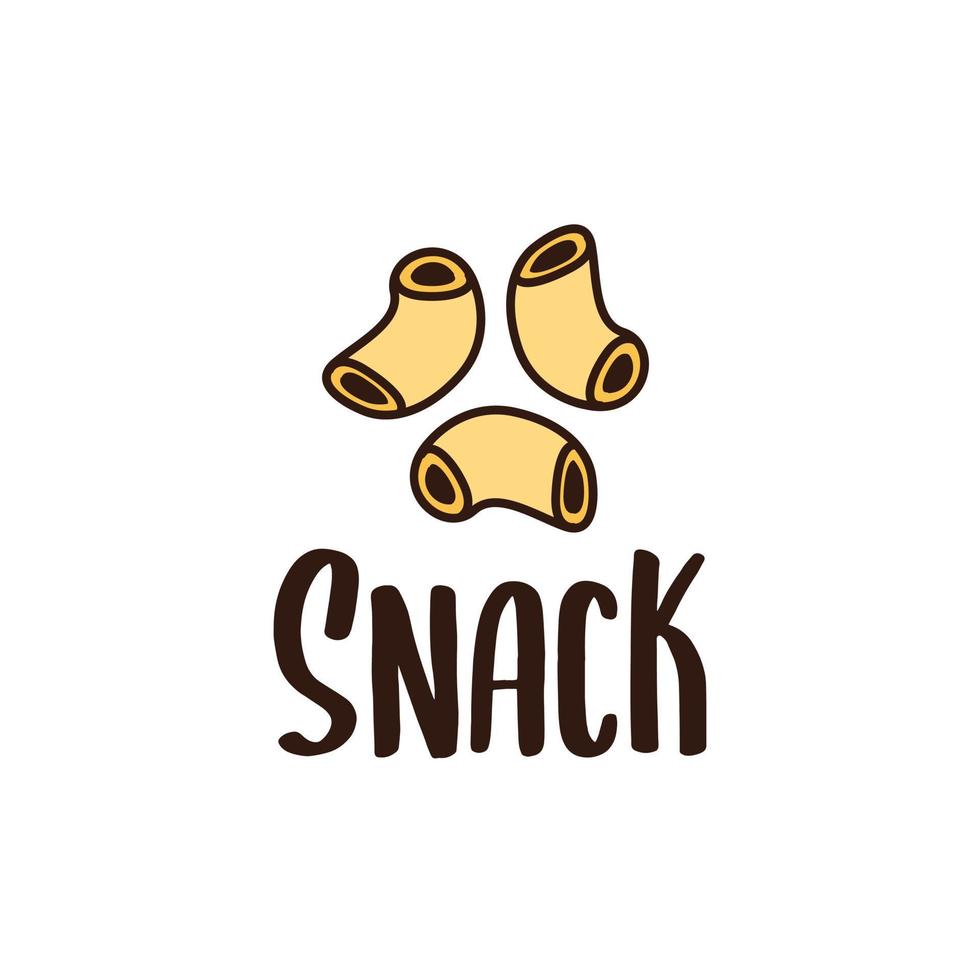 diseño de logotipo de snack con icono de macarrones vector