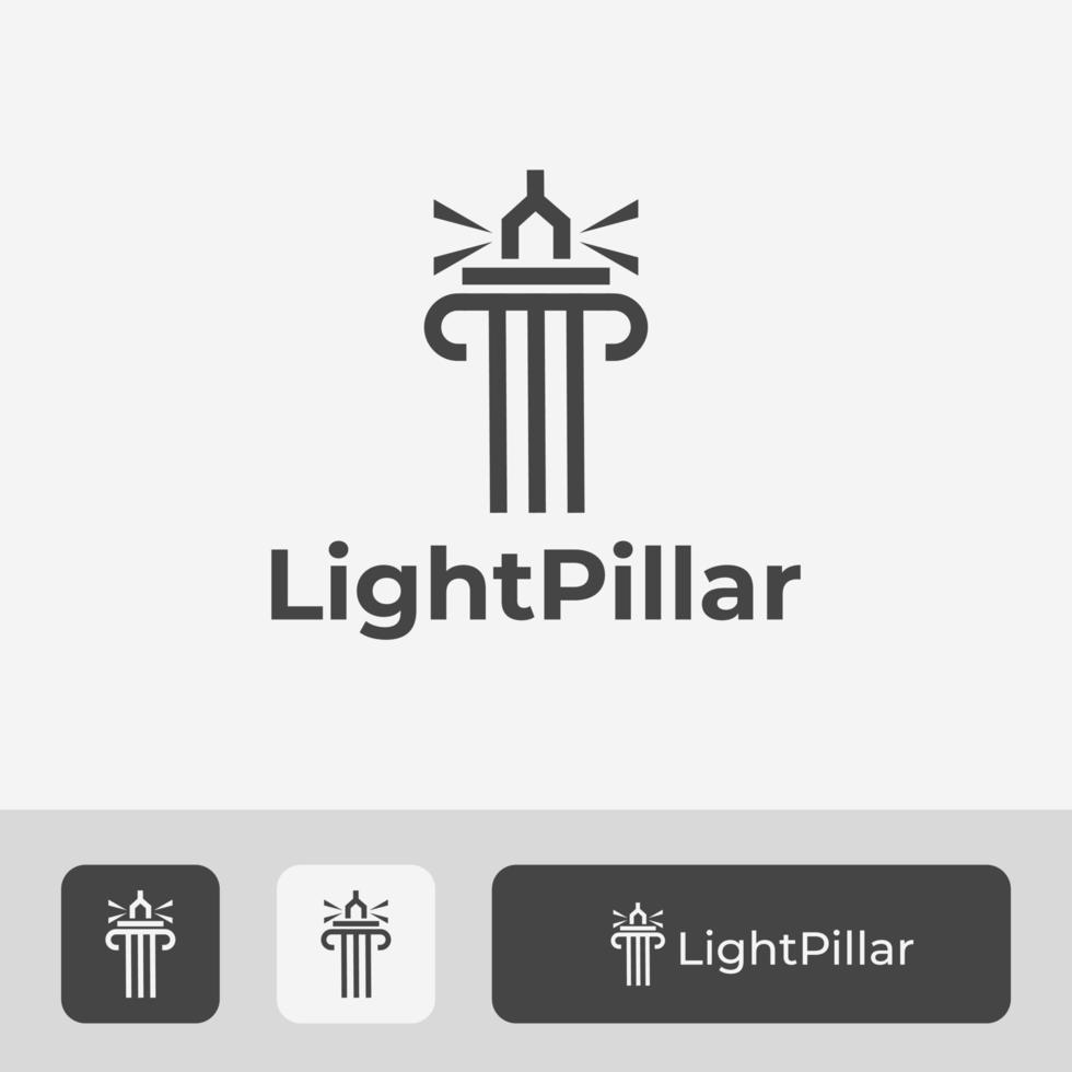 Pillar Logo With Line Art Style Lighthouse Icon Vector Combination