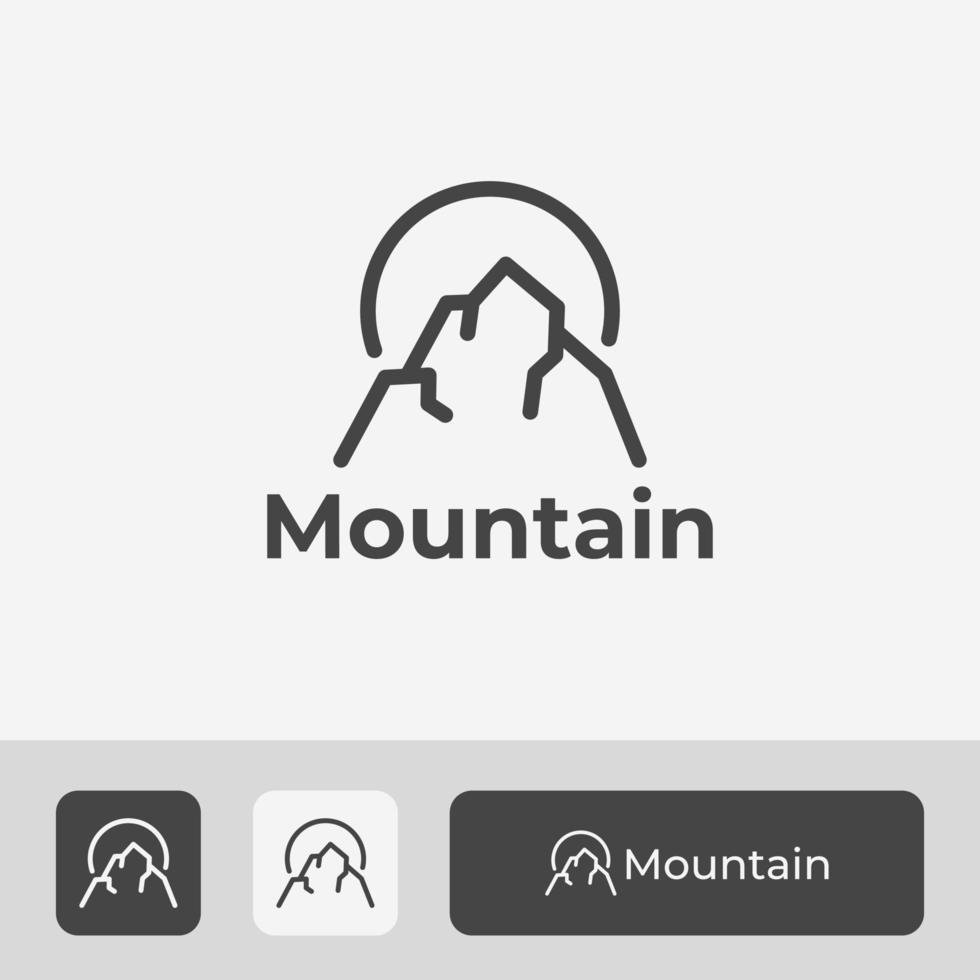 Modern and Minimal Mountain Logo Icon Symbol Vector, Clean Mono Line Style Design Concept Illustration vector