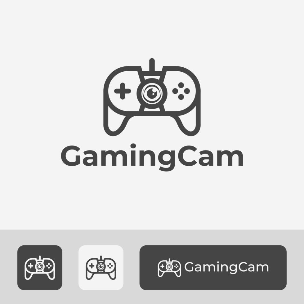 Gaming Camera Logo Design, Professional Joystick and Camera Symbol Icon Illustration, Clean Vector in Line Art Style