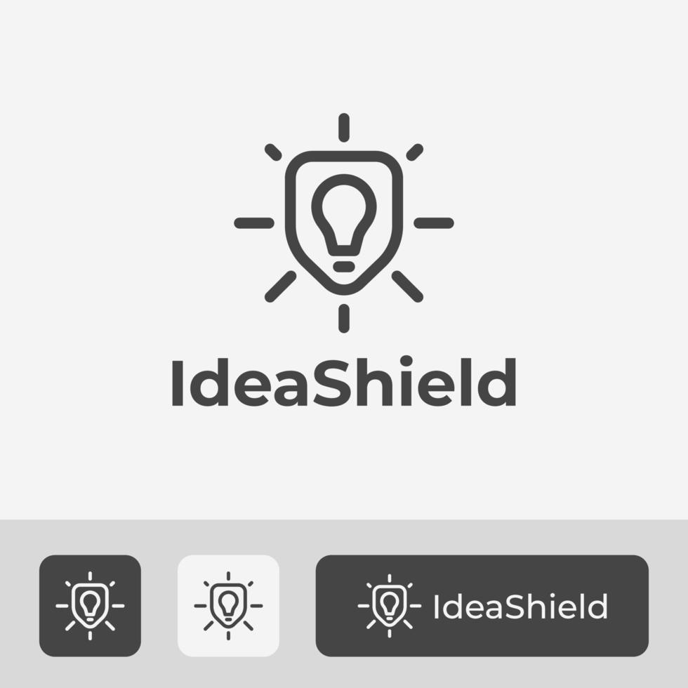 Combination Logo Design of Shield and Bulb Lamp, Modern and Creative Idea Logo Vector Illustration, Icon Symbol Concept to Protect Creativity