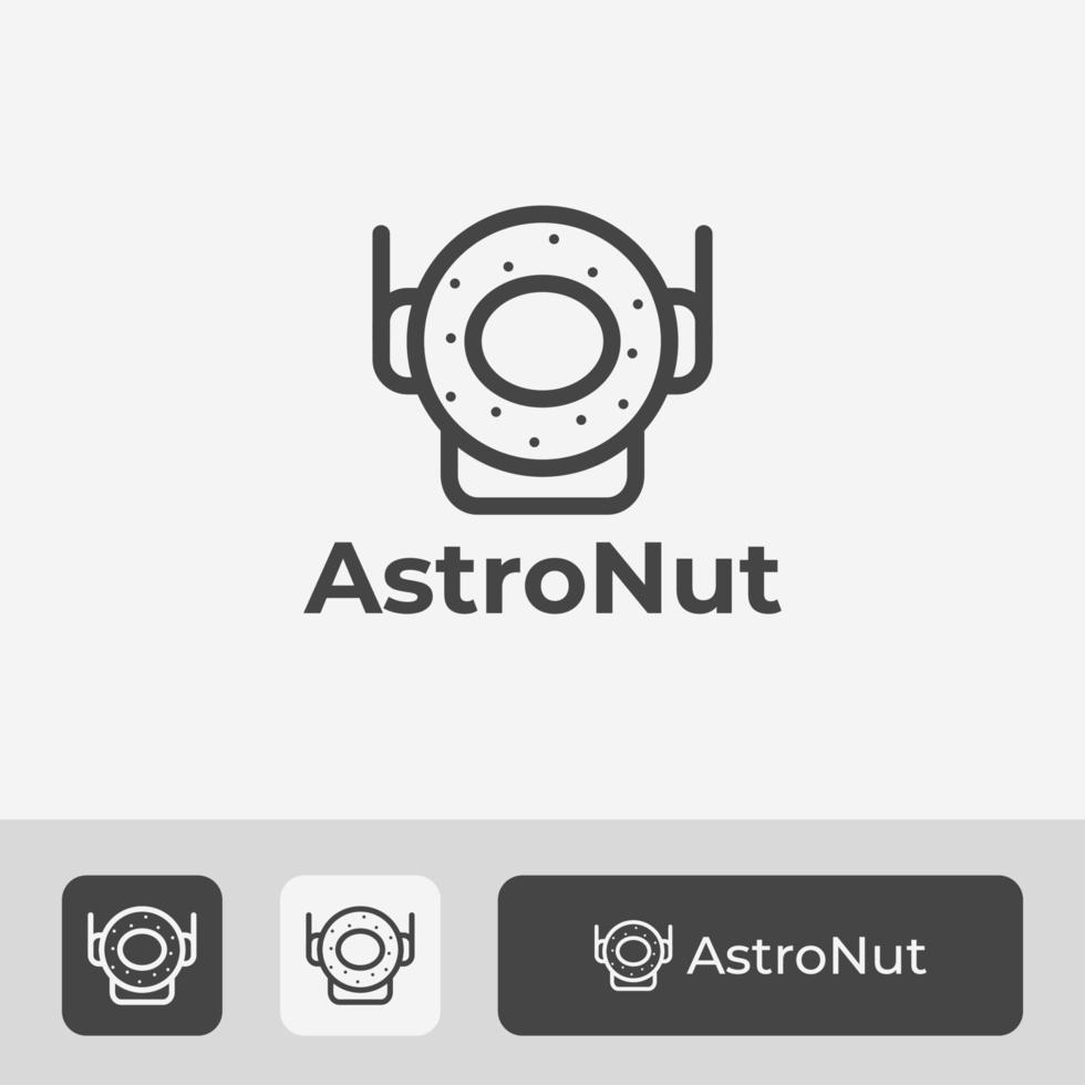 Donut and Astronaut Logo Vector Template Design Combination, Simple and Unique Logo Icon Illustration, With Minimal Line Art Style, Suitable for Donut Shop, Bakery, Bread Shop, Etc