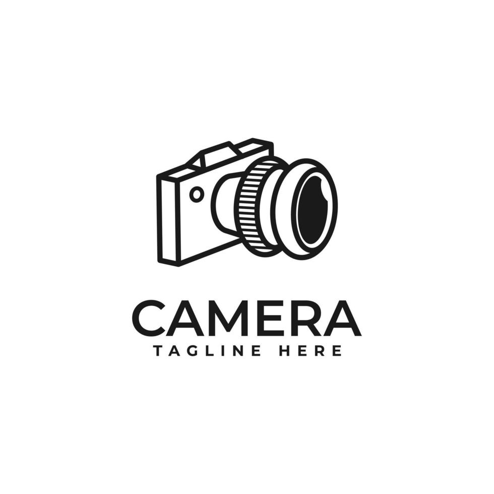 Concepto de vector de diseño de logotipo de cámara de fotografía digital DSLR o sin espejo