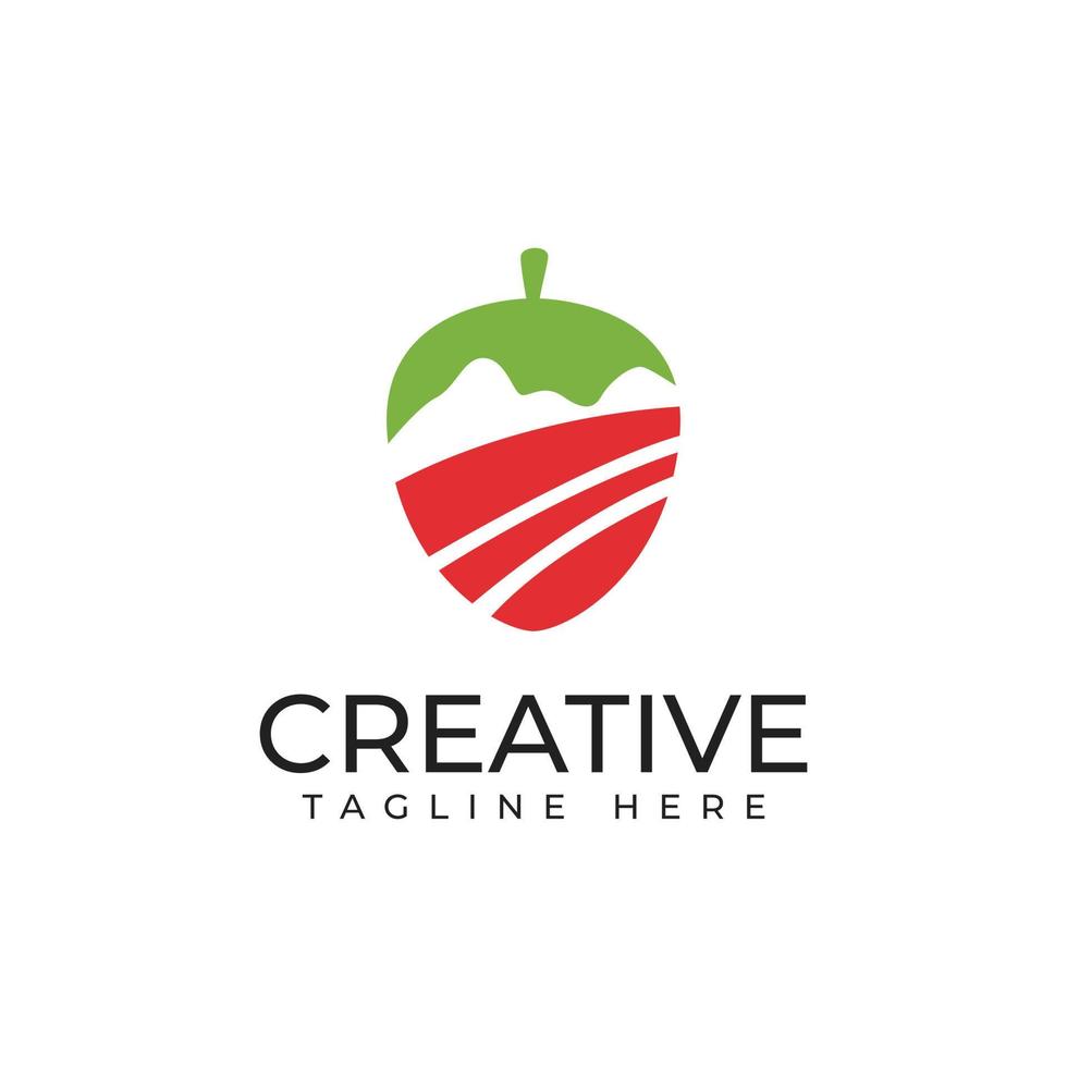 Strawberry, Mountain, Nature, Combination Logo Design vector