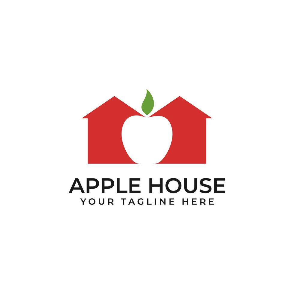 diseño de logotipo de apple home con espacio negativo vector