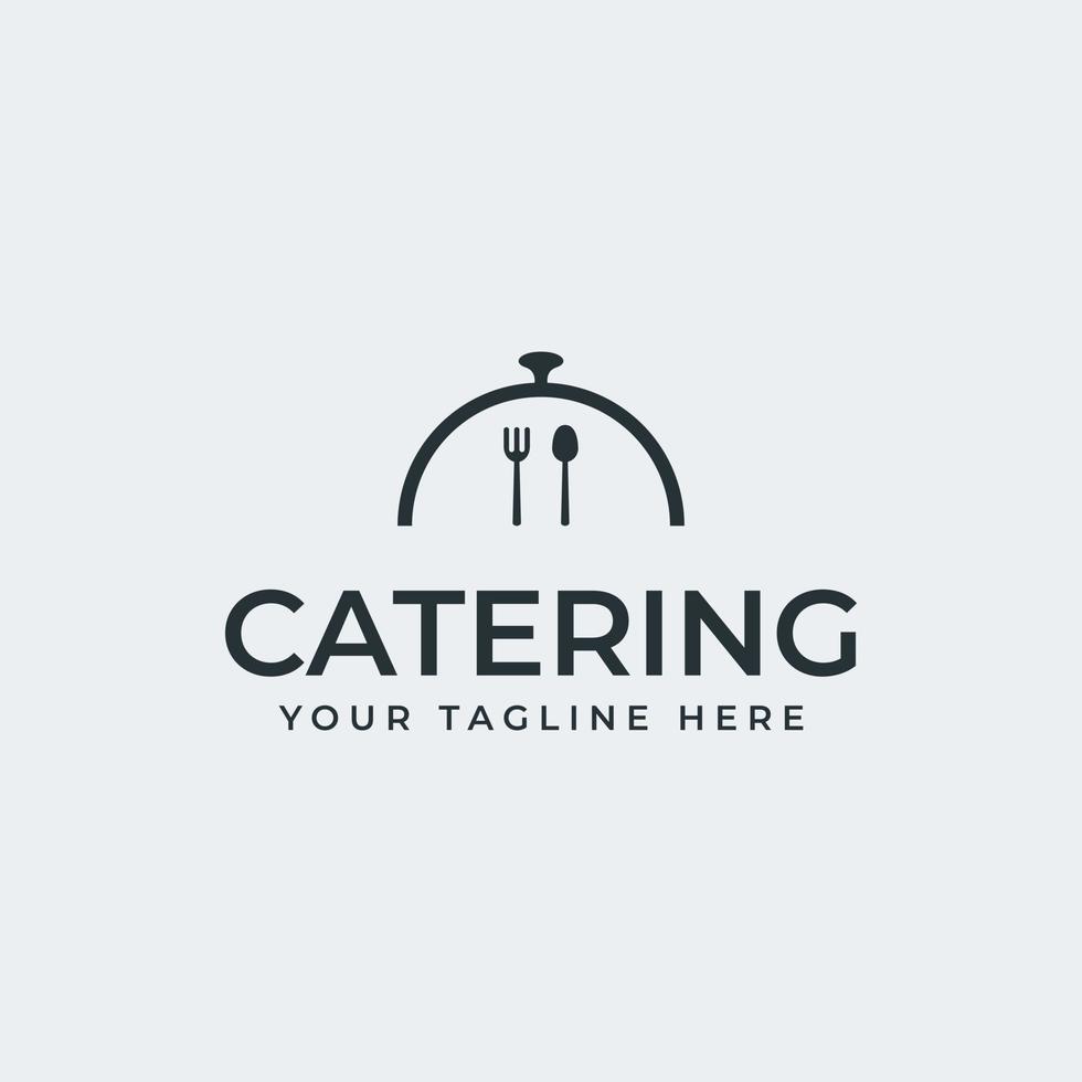 diseño de concepto de logotipo de catering, con icono de tapa de cena, cuchara, tenedor, perfecto para cualquier logotipo de empresa de alimentos vector