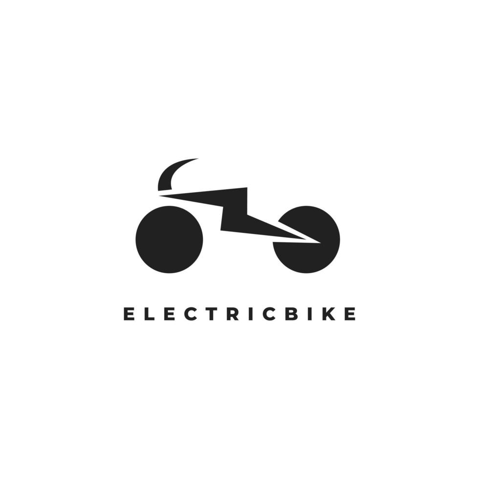 diseño de logotipo de bicicleta eléctrica con una combinación de icono de rayo en negro vector