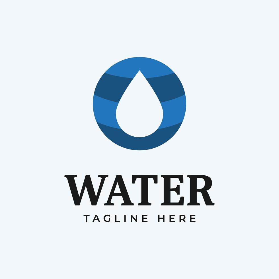 Logo Vector Design for Mineral Water Business With Water Drop Icon Illustration in Blue Circle