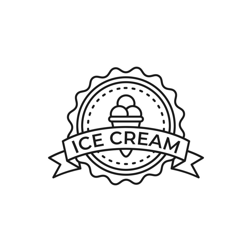 diseño de icono de logotipo de helado con estilo retro vintage vector