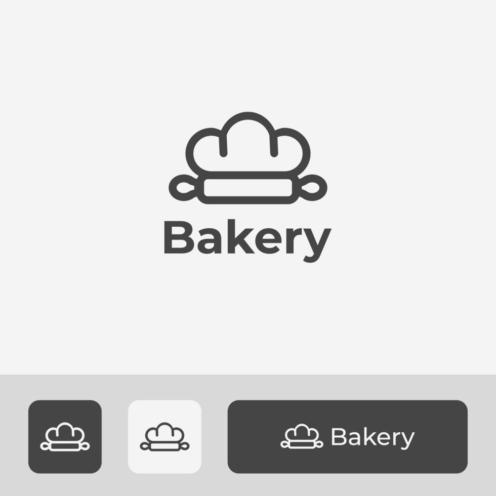 Simple Bakery Logo Template With Minimal Line Art Style Suitable for Food Business vector