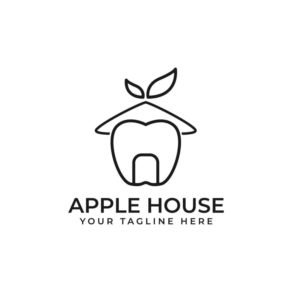 Apple Home Logo Design With Line Art Style vector