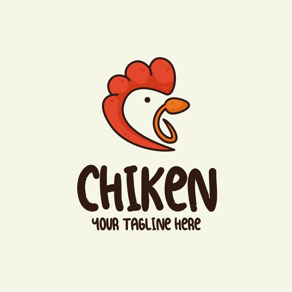 Chicken Logo Vector Illustration Design With Spoon Combination, Suitable for Food Stalls, Restaurants, Street Food, Etc.