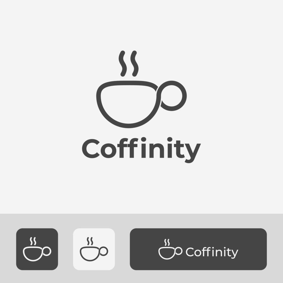 Minimal Coffee Cup Infinity Logo Template Design With Simple Line Art Vector Illustration