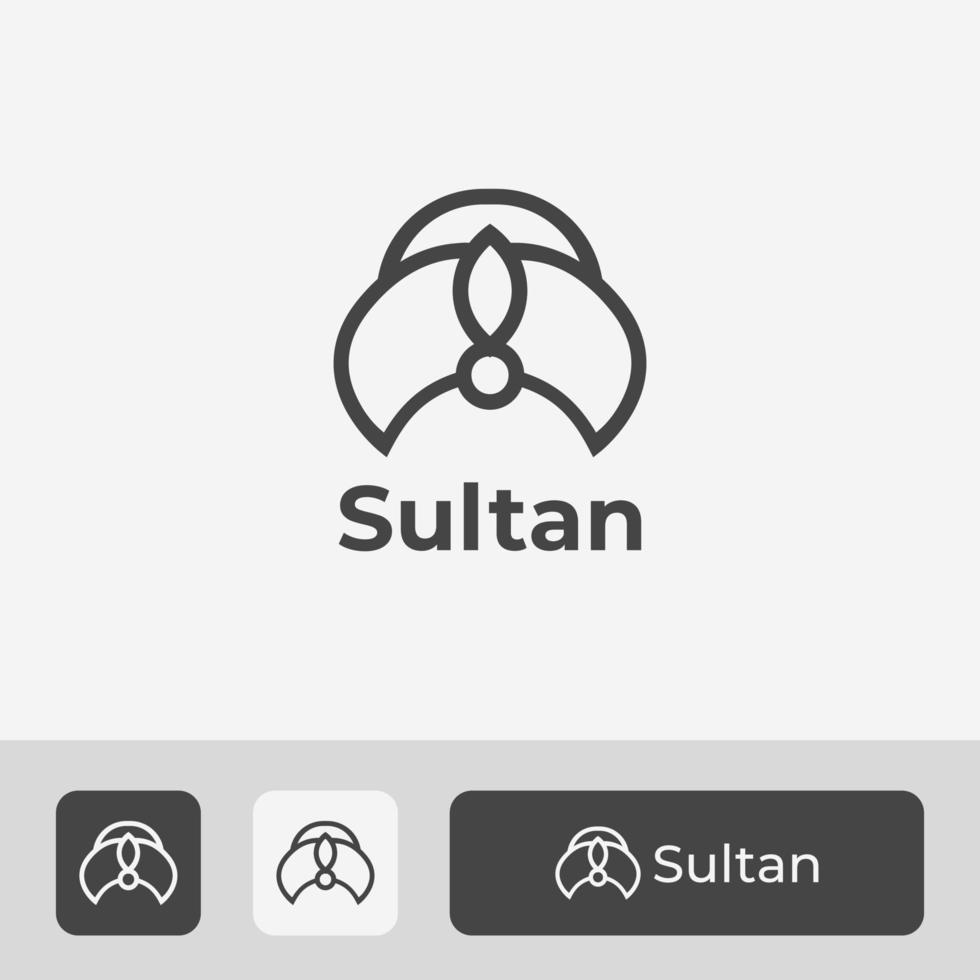 Diseño de logotipo de sombrero de sultán mínimo, ilustración de vector de icono de símbolo elegante y premium con estilo de arte lineal