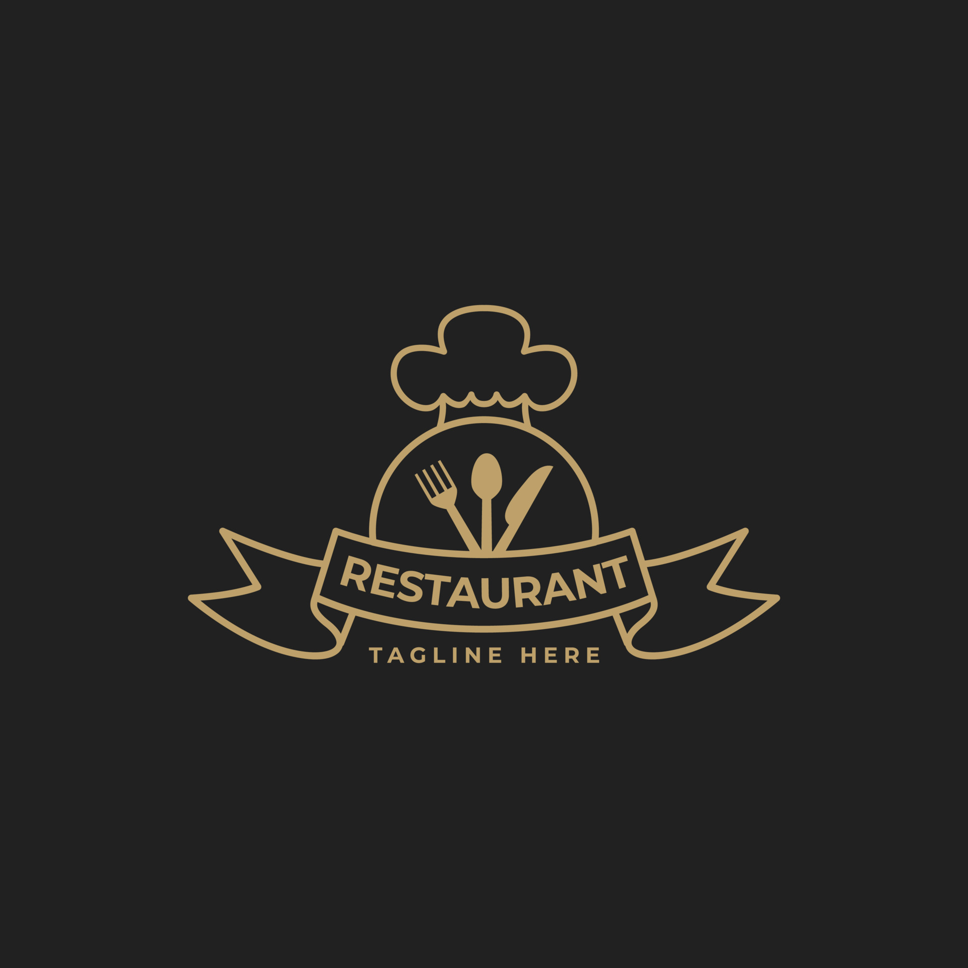 Fancy Logo Design for Restaurant With Spoon, Fork, Knife and Chef Hat ...