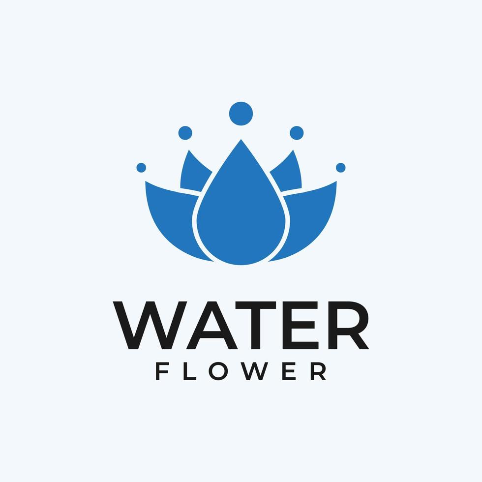 diseño vectorial de logotipo para empresas de agua mineral con gota de agua y flor de loto icono ilustración vector