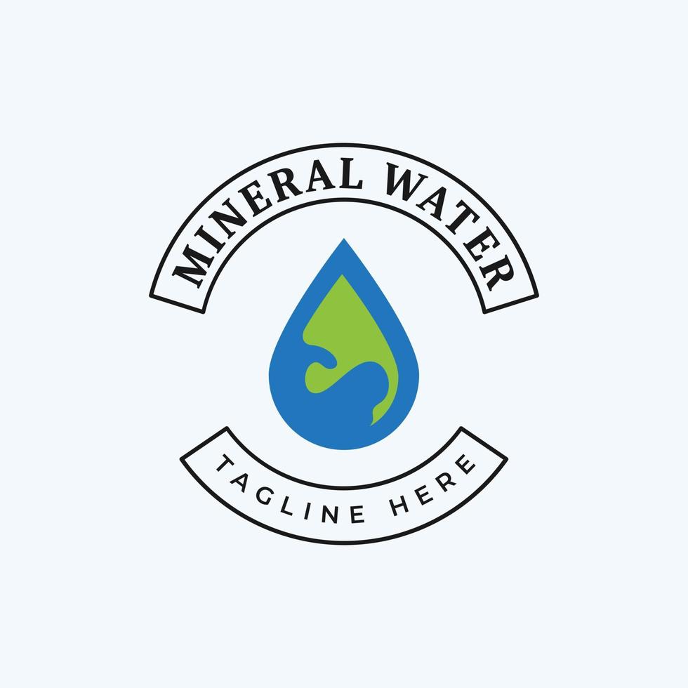 Logo Vector Design for Mineral Water Business With Water Drop Icon Illustration in Blue and Green Colors