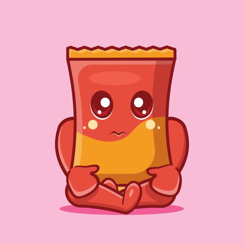 Caricatura aislada de carácter triste snack chip en estilo plano vector