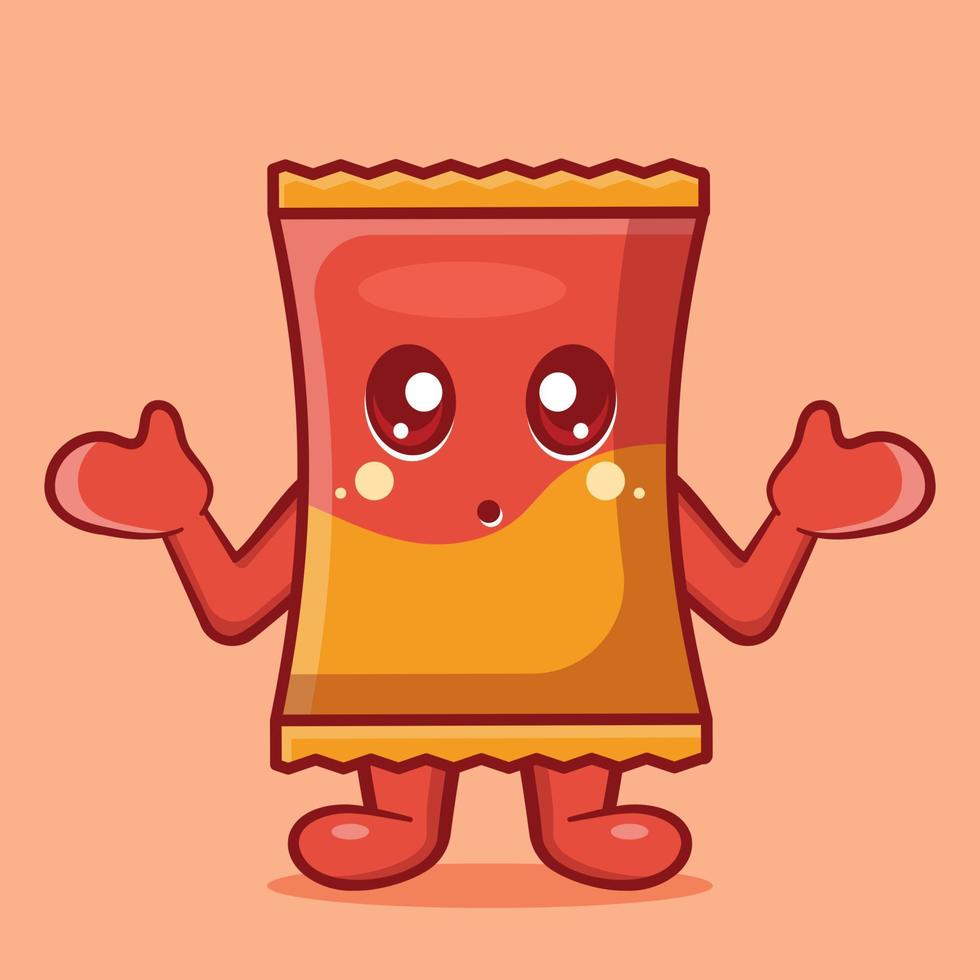 kawaii snack chip character with confused gesture isolated cartoon in flat style vector