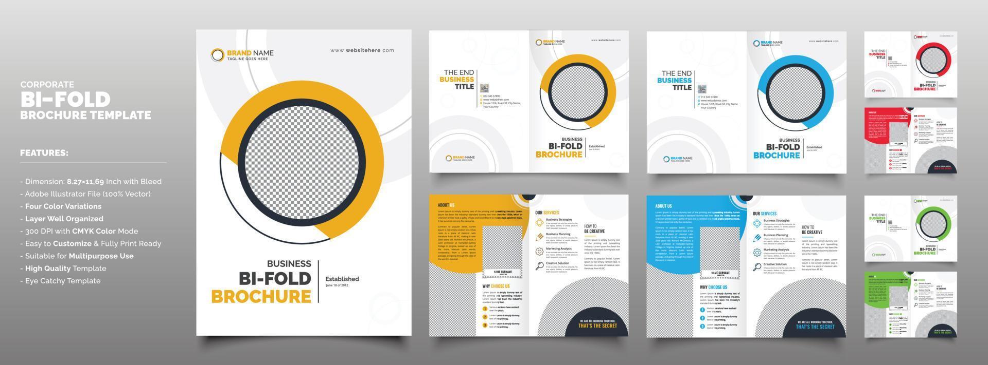 Red Blue Yellow Green Color Creative Unique Corporate Business Bi Fold Brochure Template for Multipurpose Use vector