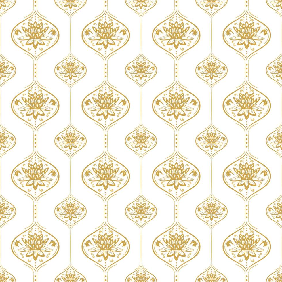 Vintage Luxury Lotus Seamless Pattern vector