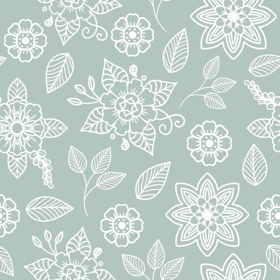 seamless pattern with foral line drawing. Simple minimalist wallpaper pattern with nature elements. Seamless pattern with botanical elements. vector