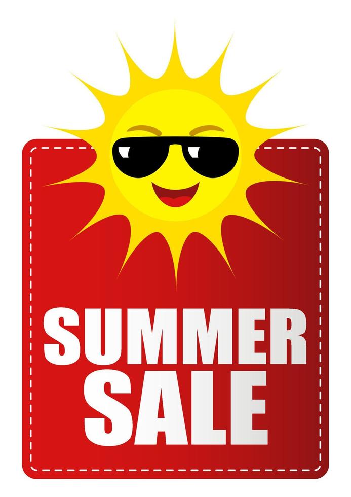 Summer sale icon with funny sun cartoon vector