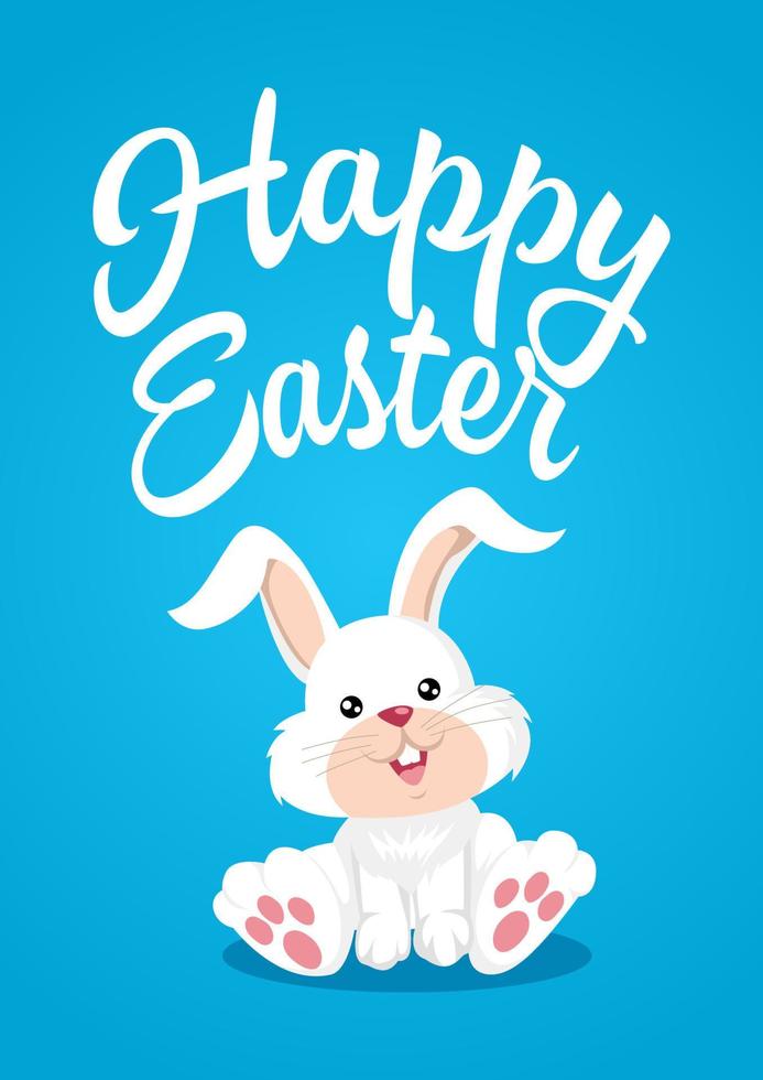 Easter bunny with Happy Easter text vector