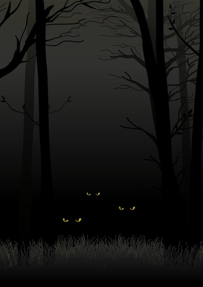 Scary eyes staring and lurking from dark woods vector