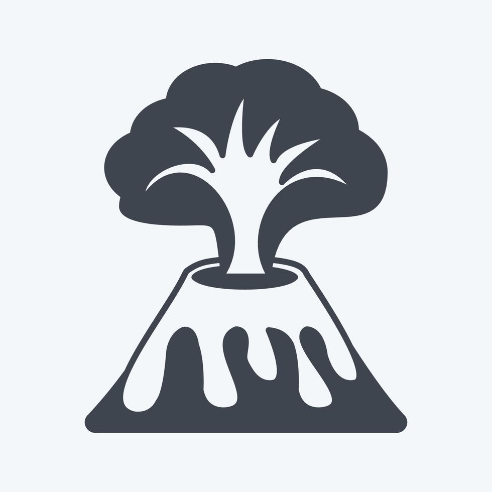 Volcano Erupting Icon in trendy glyph style isolated on soft blue background vector