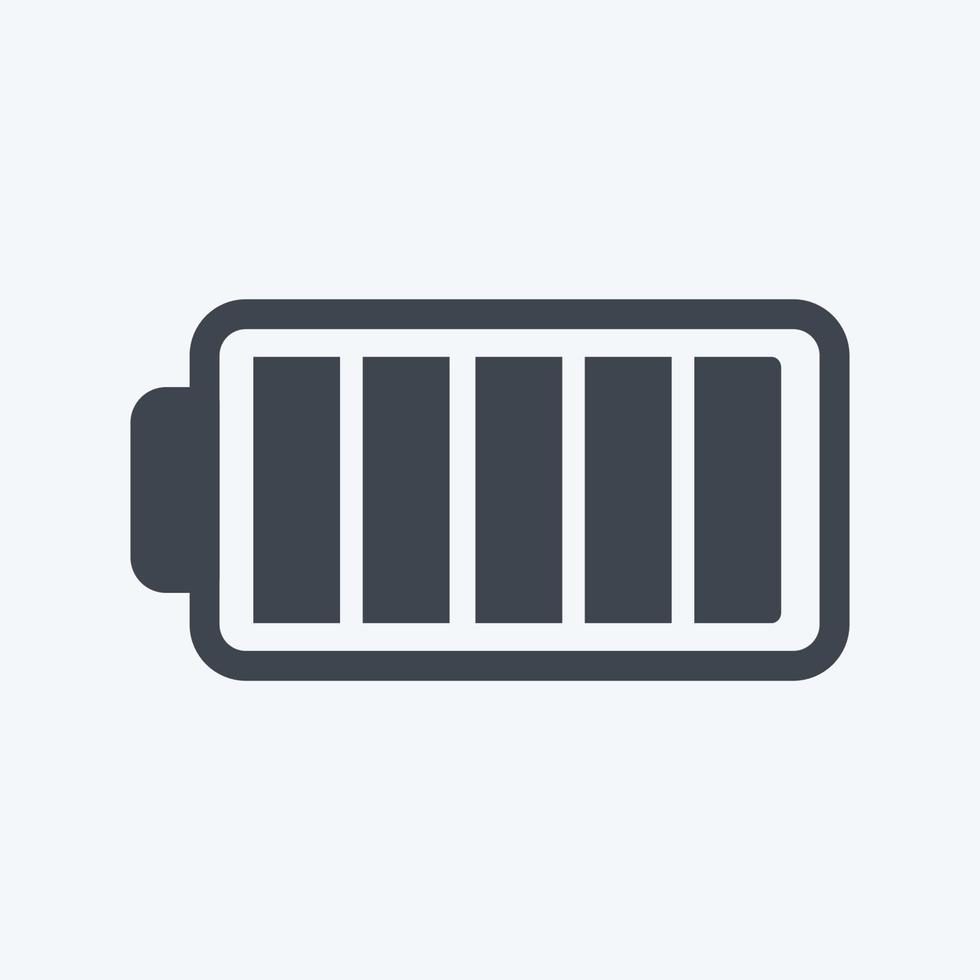 Full Battery Icon in trendy glyph style isolated on soft blue background vector
