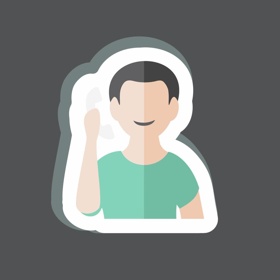 Talking on phone Sticker in trendy isolated on black background vector