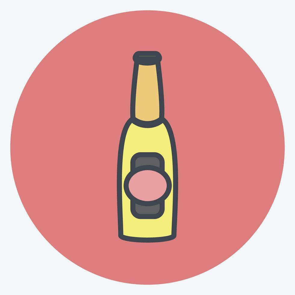 Beer Bottle I Icon in trendy color mate style isolated on soft blue background vector