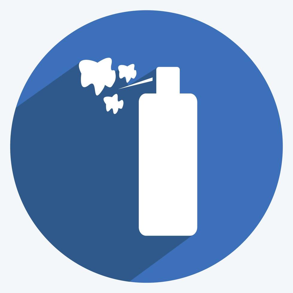 icono de spray en el moderno estilo de sombra larga aislado sobre fondo azul suave vector