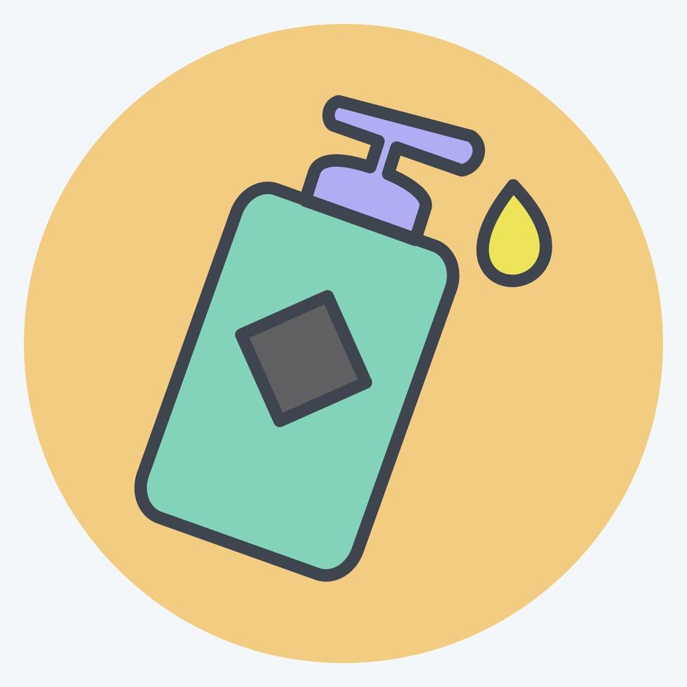 Lotion Bottle Icon in trendy color mate style isolated on soft blue background vector